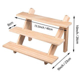 3 Tiers Wooden Earring Display Stand Holder Necklace Ring Counter Display - Extra Image
