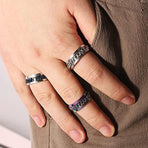 Spinner Rings Mens Womens Fidget Rotating Ring Silver Stainless Steel Size 11 - Black