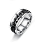 Spinner Rings Mens Womens Fidget Rotating Ring Silver Stainless Steel Size 7 - Black