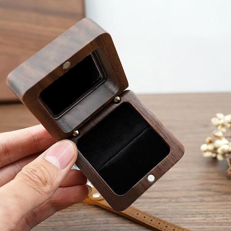 Wooden Ring Box for Engagement Proposal or Jewellery Storage 55×55×35mm