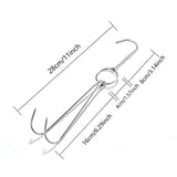 10PCS Stainless Steel Roast Duck Hooks Duty Double Hooks for Chicken Meat Goose - Side View