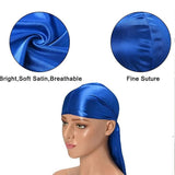 Velvet Durag Silky Hat Cap Men Women Premium Designer Doo Rag Wave Silk Headwear - Roral blue