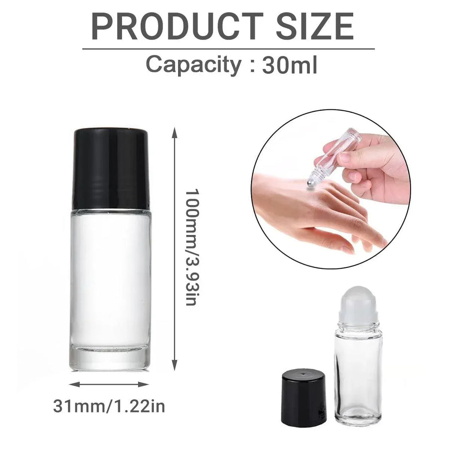 16X Clear Glass Roll On Bottle 30ml Extra Large Roller Ball Perfume Oil Underarm