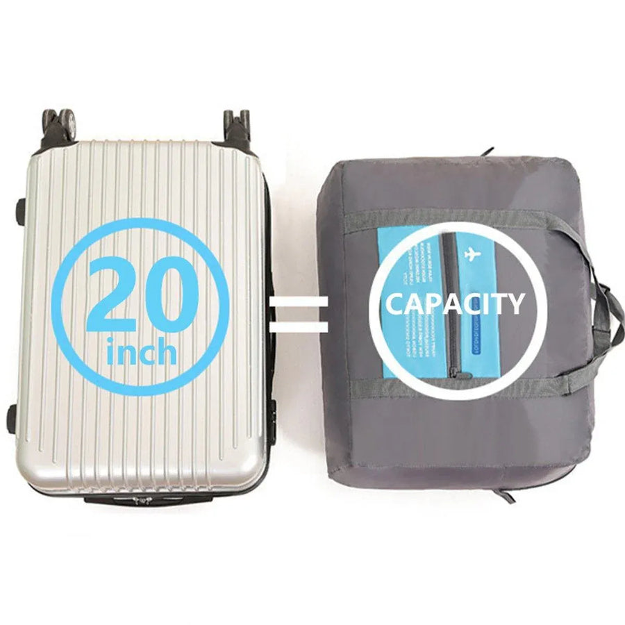 Nylon Waterproof Collapsible Travel Bag Large Suitcase Clothing Organizer - Blue