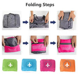 Nylon Waterproof Collapsible Travel Bag Large Suitcase Clothing Organizer - Orange - Low Angle