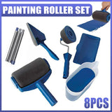 8Pcs/Set Pro Paint Roller Brush Handle Flocked Edger Wall Painting Hand Tool