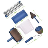 8Pcs/Set Pro Paint Roller Brush Handle Flocked Edger Wall Painting Hand Tool - Side View