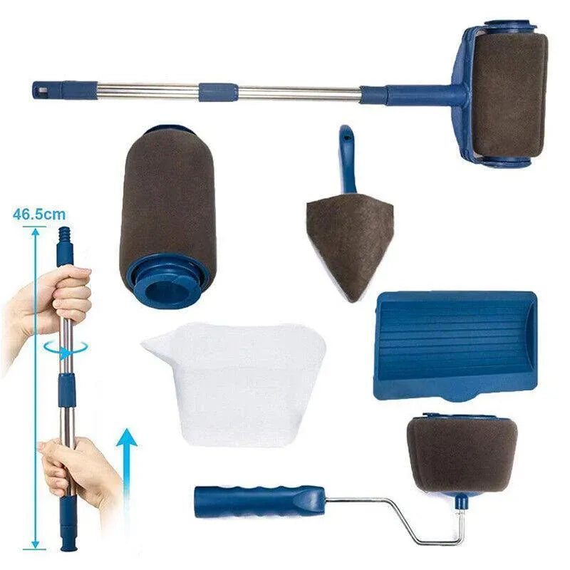 8Pcs/Set Pro Paint Roller Brush Handle Flocked Edger Wall Painting Hand Tool