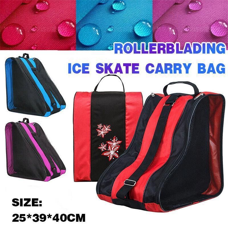 Rollerblading Ice Skate Carry Bag with Adjustable Shoulder Strap for All Ages - Blue