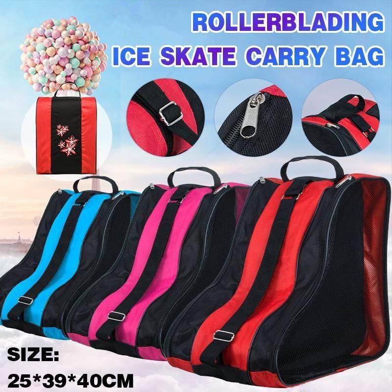 Rollerblading Ice Skate Carry Bag with Adjustable Shoulder Strap for All Ages - Pink