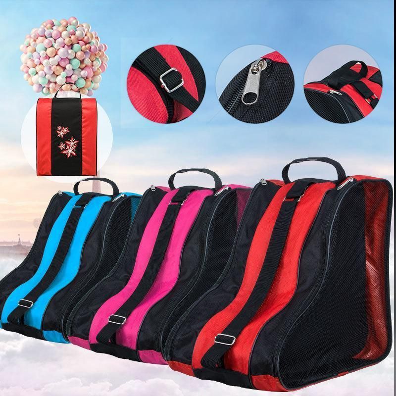 Rollerblading Ice Skate Carry Bag with Adjustable Shoulder Strap for All Ages - Pink