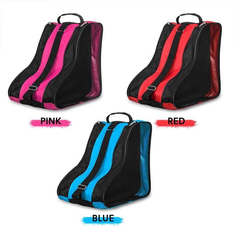 Rollerblading Ice Skate Carry Bag with Adjustable Shoulder Strap for All Ages - Red
