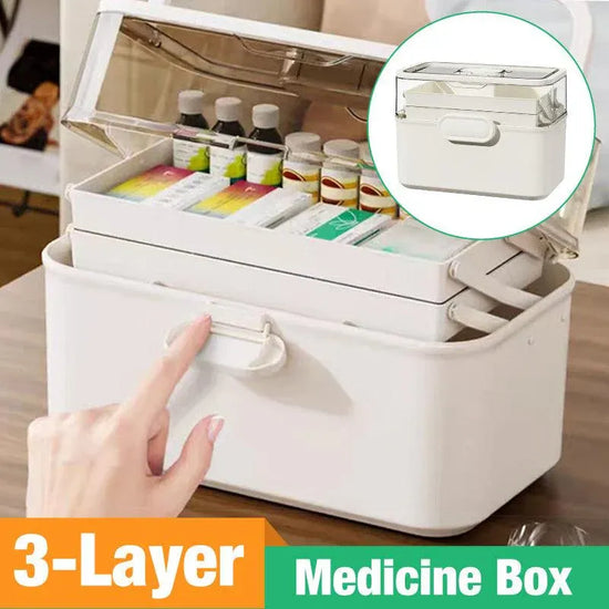Large Capacity 3 Layer Medicine Box Family Medical Storage Case First Aid Supply