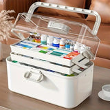 Household Transparent First Aid Kit Multi Layer Medical Storage Box Organizer