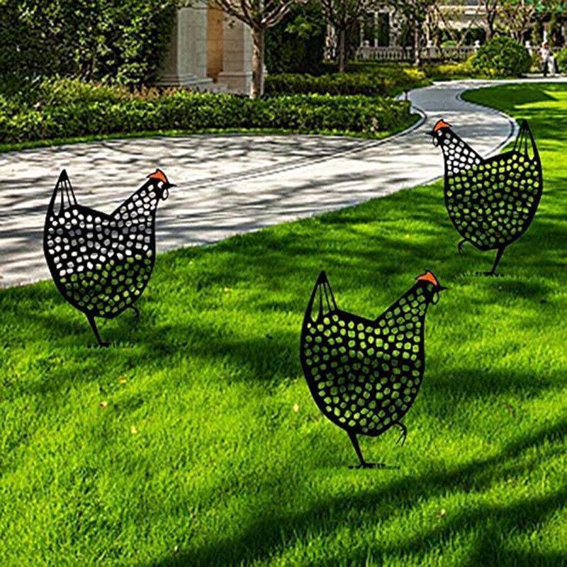 Garden Ornaments Chicken Yard Art Garden Backyard Lawn Decor Gift Easter Deco - E