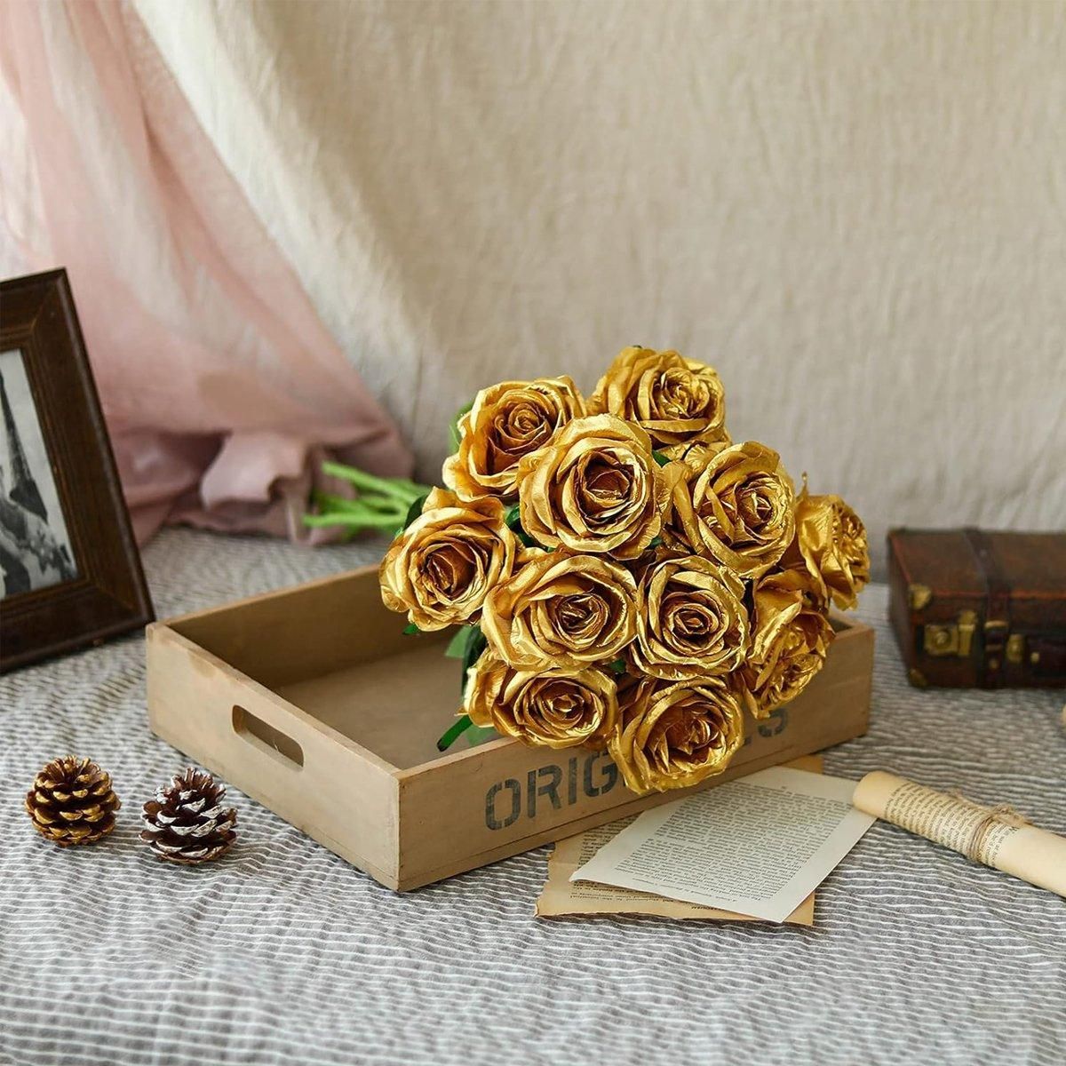 10pcs Artificial Silk Simulation Rose Flowers - Wedding Party Home Decorations - Black