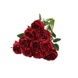10pcs Artificial Silk Simulation Rose Flowers - Wedding Party Home Decorations - Red - Extra Image
