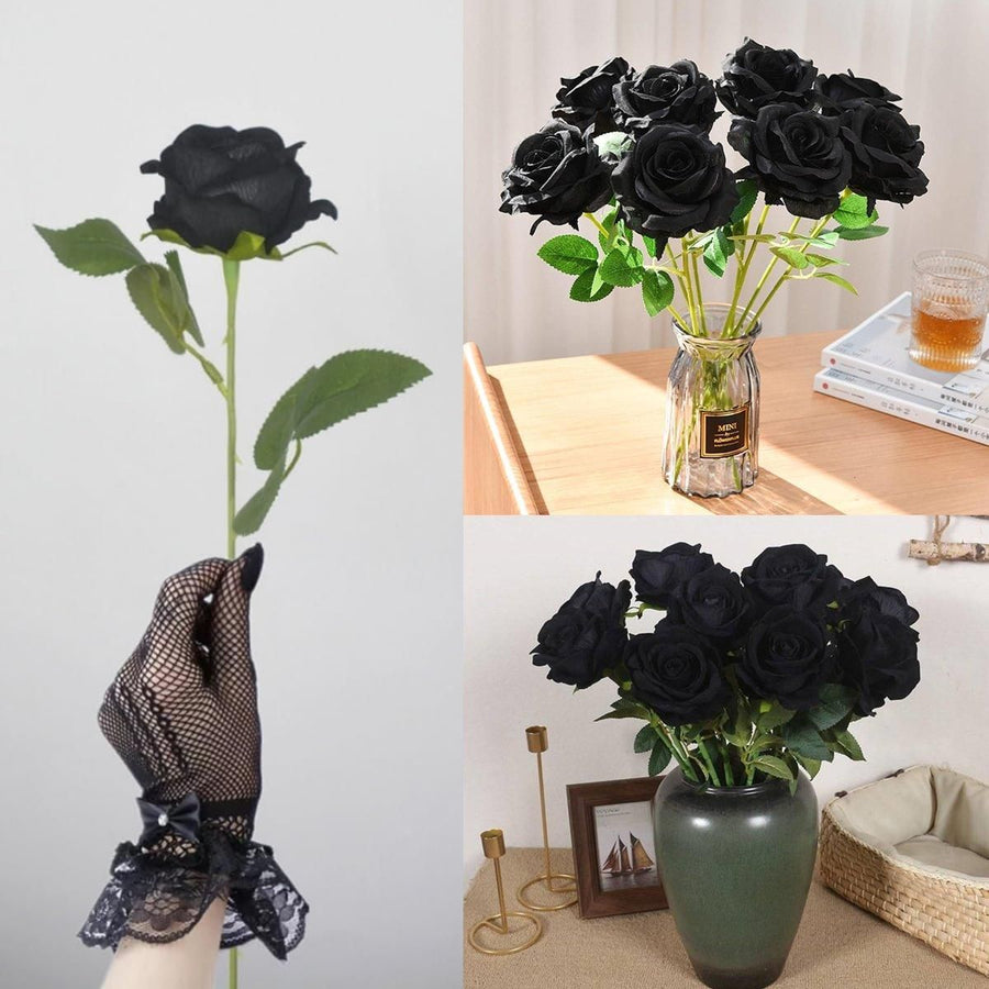 10pcs Artificial Silk Simulation Rose Flowers - Wedding Party Home Decorations - White