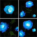 5 LED Solar Rose Flower Stake Lights Outdoor Garden Pathway Decoration Lamp
