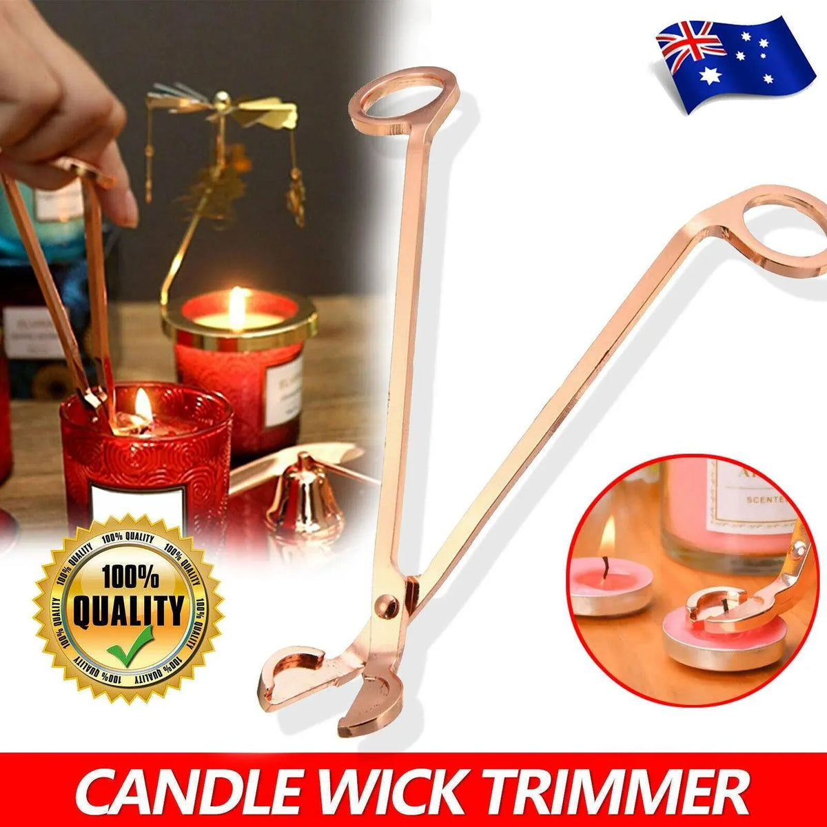 Rose Gold Candle Wick Trimmer Scissors Stainless Steel Candle Cutter Snuffers Au