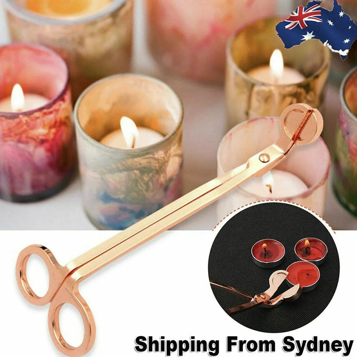 Rose Gold Candle Wick Trimmer Scissors Stainless Steel Candle Cutter Snuffers Au