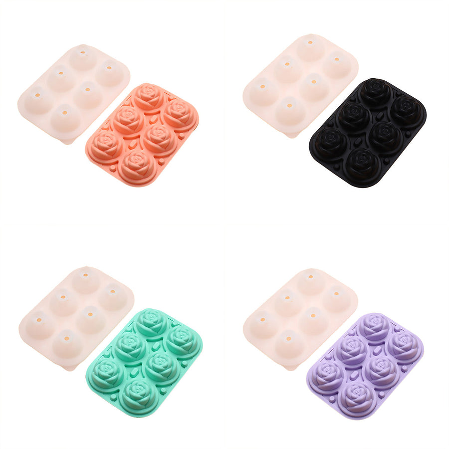 Large Ice Cube Tray Rose Maker Silicone Mold Whiskey Chocolate Jelly Mould DIY - Black