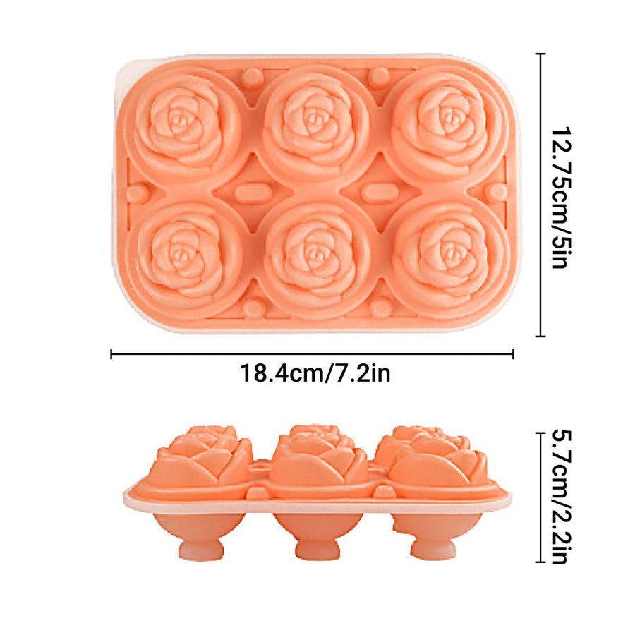 Large Ice Cube Tray Rose Maker Silicone Mold Whiskey Chocolate Jelly Mould DIY - Black