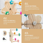 Rotating Wooden Bird Toy Parrot Ferris Wheel Cage Play Stand Turntable Spinner