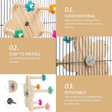 Rotating Wooden Bird Toy Parrot Ferris Wheel Cage Play Stand Turntable Spinner - 45-Degree Angle