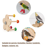 Rotating Wooden Bird Toy Parrot Ferris Wheel Cage Play Stand Turntable Spinner - Rear View
