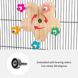 Rotating Wooden Bird Toy Parrot Ferris Wheel Cage Play Stand Turntable Spinner - Close-Up Angle