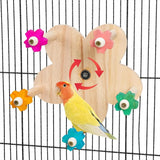 Rotating Wooden Bird Toy Parrot Ferris Wheel Cage Play Stand Turntable Spinner - Low Angle