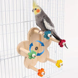 Rotating Wooden Bird Toy Parrot Ferris Wheel Cage Play Stand Turntable Spinner - Extra Image