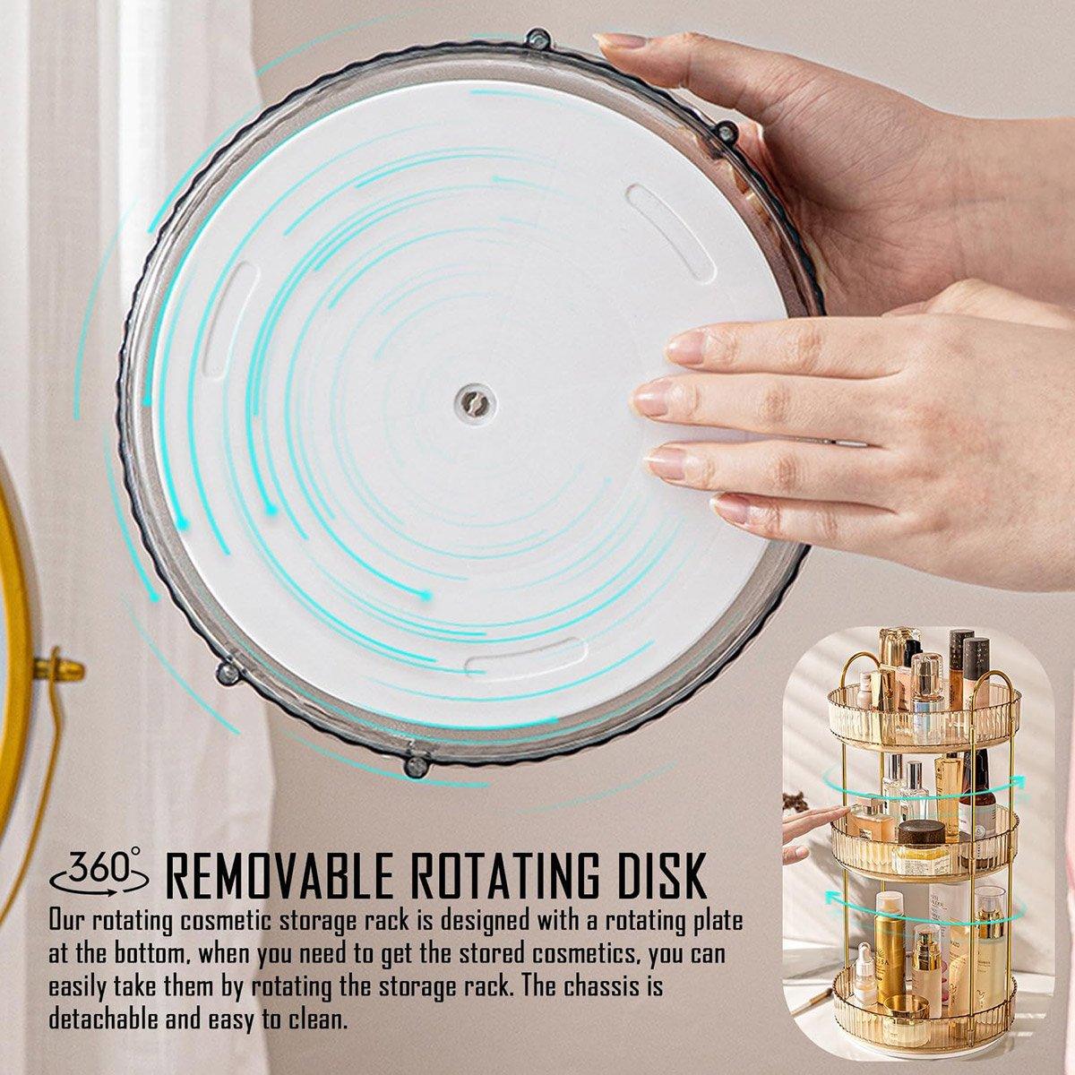 Rotating Cosmetic Organiser Home Storage Shelf Box for Makeup and Beauty Product - Amber