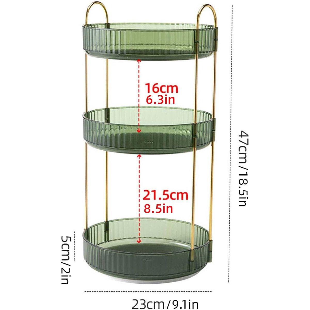 Rotating Cosmetic Organiser Home Storage Shelf Box for Makeup and Beauty Product - Green