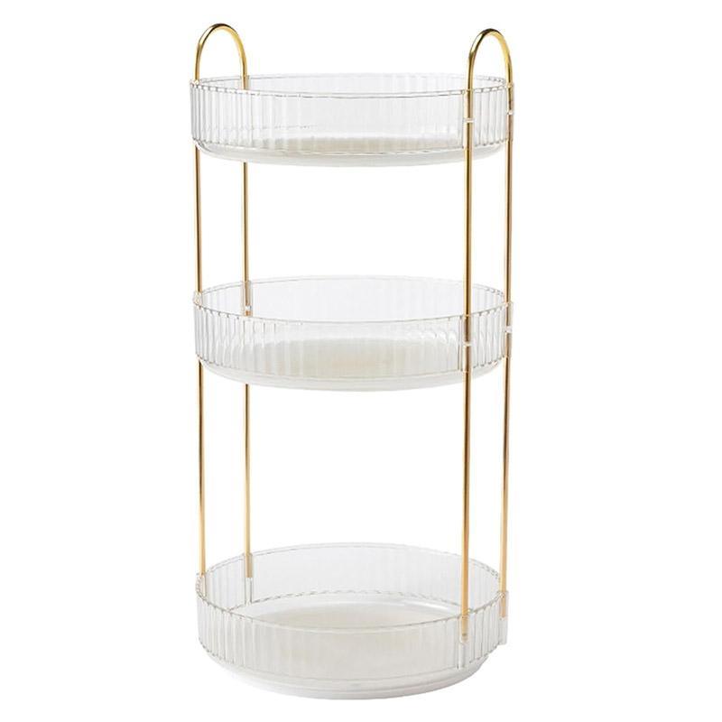 Rotating Cosmetic Organiser Home Storage Shelf Box for Makeup and Beauty Product - White