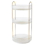 Rotating Cosmetic Organiser Home Storage Shelf Box for Makeup and Beauty Product - White - Rear View