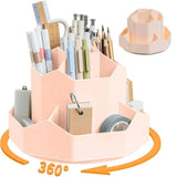 360 Degree Rotating Large Capacity Pen Holder Plastic Desktop Office Student Organizer - Rear View