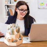360 Degree Rotating Large Capacity Pen Holder Plastic Desktop Office Student Organizer - Close-Up Angle