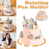 360 Degree Rotating Large Capacity Pen Holder Plastic Desktop Office Student Organizer - Extra Image