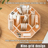 360 Degree Rotating Large Capacity Pen Holder Plastic Desktop Office Student Organizer - Top-Down View