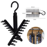 360 Degree Rotating Tie Hanger with 20 Hooks for Closet Scarves Belts Organisation - Side View
