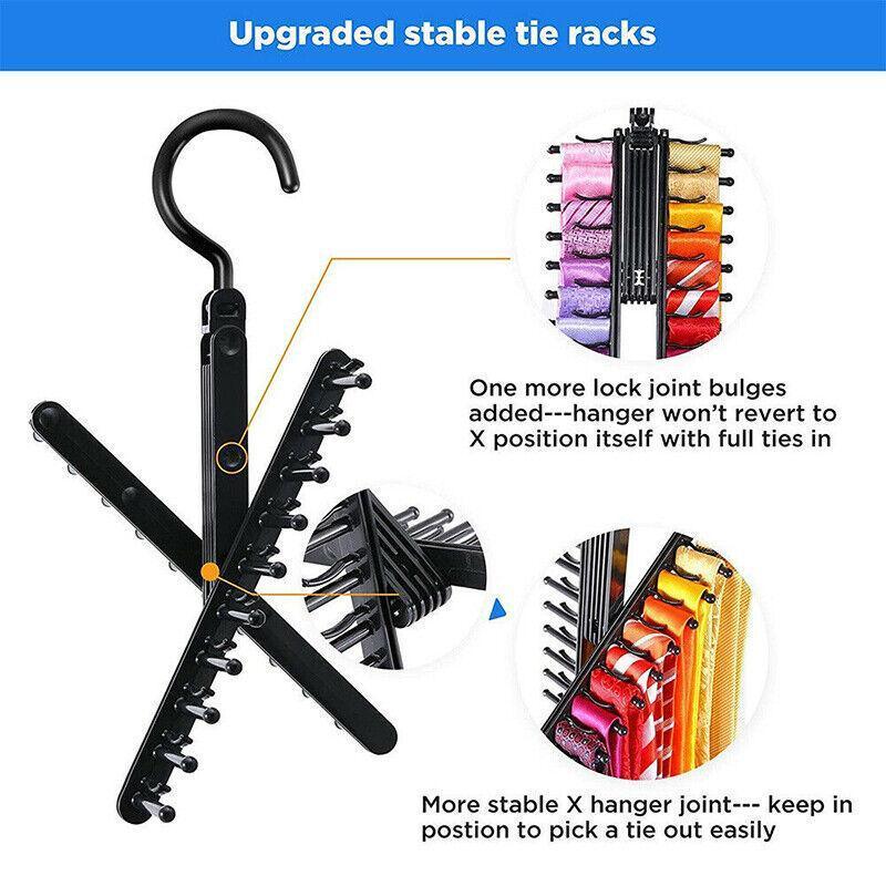 360 Degree Rotating Tie Hanger with 20 Hooks for Closet Scarves Belts Organisation