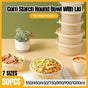 50PCS Biodegradable Corn Starch Lunch Box Round Takeout Containers Eco Friendly - 450ml