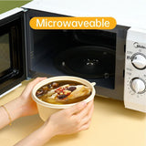 50PCS Biodegradable Corn Starch Lunch Box Round Takeout Containers Eco Friendly - 450ml - Top-Down View