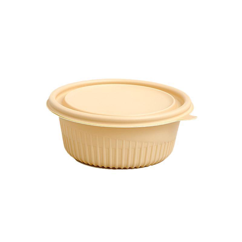 50PCS Biodegradable Corn Starch Lunch Box Round Takeout Containers Eco Friendly - 450ml