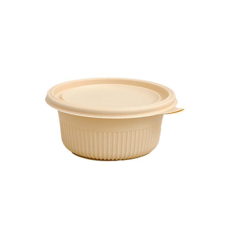 50PCS Biodegradable Corn Starch Lunch Box Round Takeout Containers Eco Friendly - 450ml