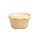 50PCS Biodegradable Corn Starch Lunch Box Round Takeout Containers Eco Friendly - 750ml - Rear View