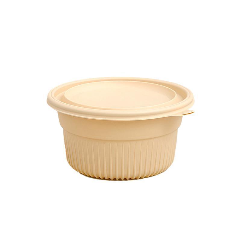 50PCS Biodegradable Corn Starch Lunch Box Round Takeout Containers Eco Friendly - 800ml