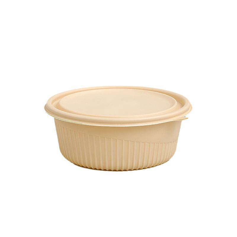 50PCS Biodegradable Corn Starch Lunch Box Round Takeout Containers Eco Friendly - 800ml